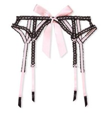 Victoria's Secret Dream Angels Ribbon Slot Garter Belt XS/S Black Ribbon NEW