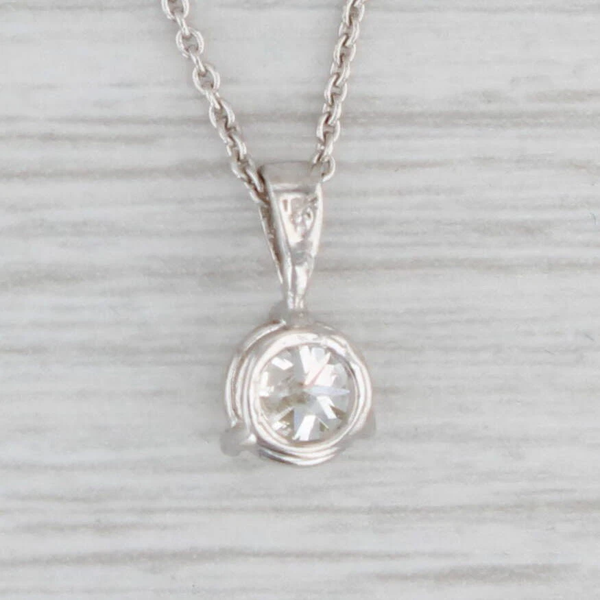 0.70ct Diamond Solitaire Pendant Necklace 18k White Gold 18" Cable Chain GIA VS2 - Image 3 of 4