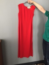 VINTAGE VALENTINO BOUTIQUE RED CREPE de CHINE COLUMN DRESS - Size 10