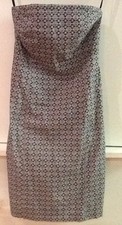 Womens GAP Strapless Dress Sz 4 Stretch Beach Casual Dressy Black White Print