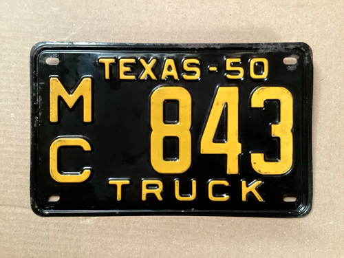 VINTAGE 1950 TEXAS LKW NUMMERNSCHILD MC 843