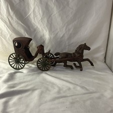 Cast Iron Horse Drawn Carriage Arcade Buggy 16 Red