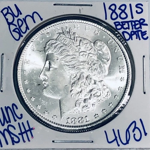 1881 S BU UNCIRCULATED MORGAN SILVER DOLLAR AUTHENTIC U.S.MINT FREESHIPPING 4631