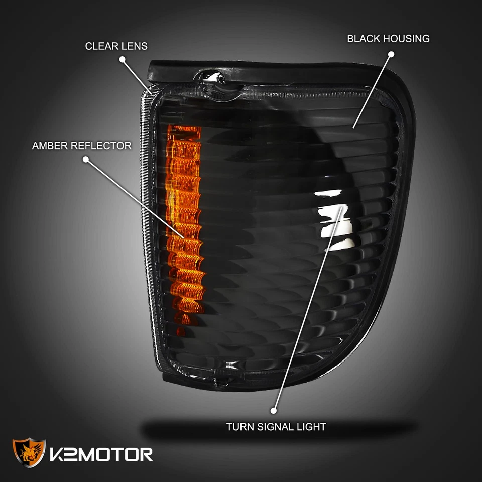 Fits 1992-2007 Ford E150 E250 E350 E450 Econoline Van Black Corner Lights Lamps - Image 3 of 4