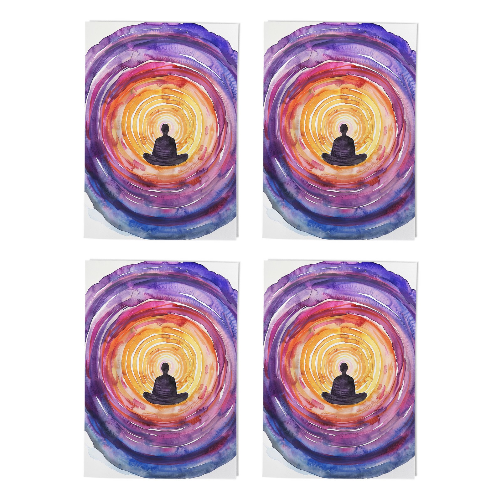 Chakra Energy Vortex Art Cards Spiritual Any Occasion Multipack of 4 Blank A6