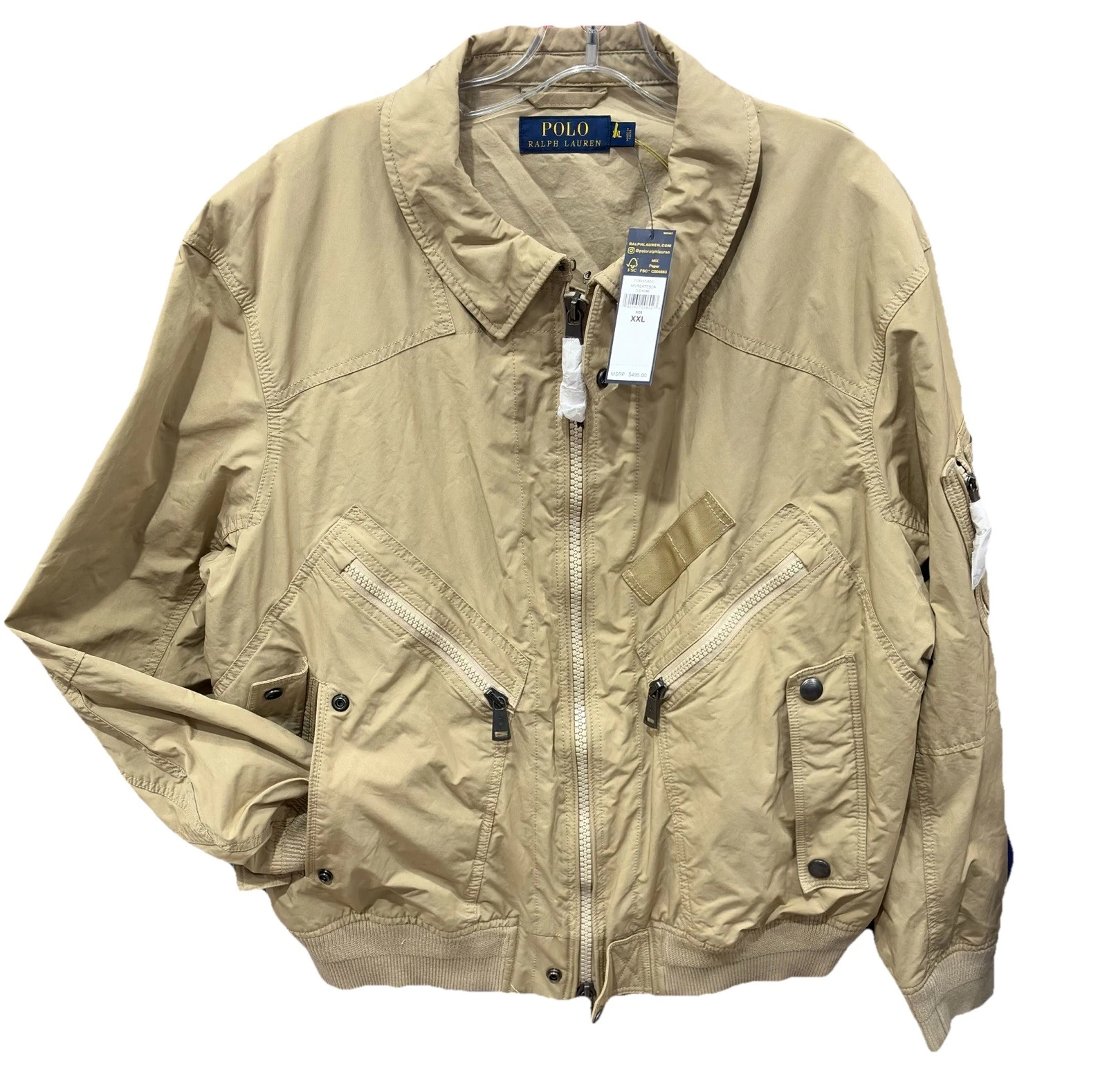 Polo Ralph Lauren Military Flight Zip Up Jacket Sz. 2X Classics Khaki
