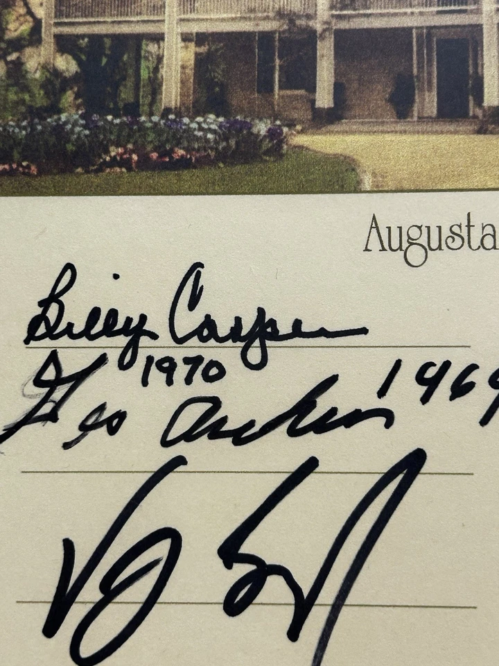 Tarjeta de Augusta firmada autografiada por George Archer & Billy Casper & Vijah Singh Foto 2 de 4