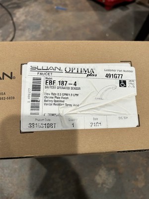 Sloan Optima Plus EBF 187-4 Battery Operated Sensor Faucet Chrome Deck Mounted