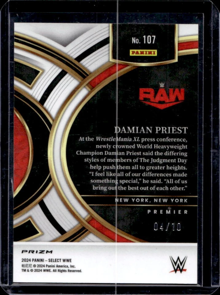 2024 Select WWE Damian Priest Gold Flash Prizm Premier #4/10 - Image 2 of 2