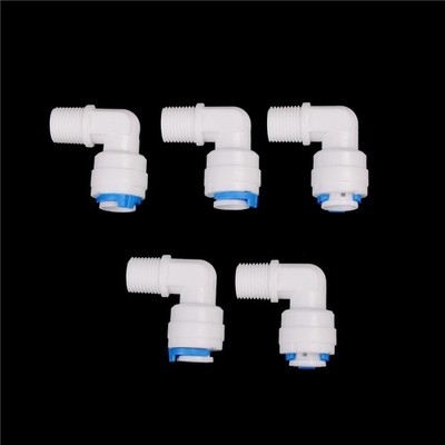 5X 1/8'' Male Thread - 1/4'' OD Tube PE Pipe Fitting Hose Elbow Quick Connector.Q6