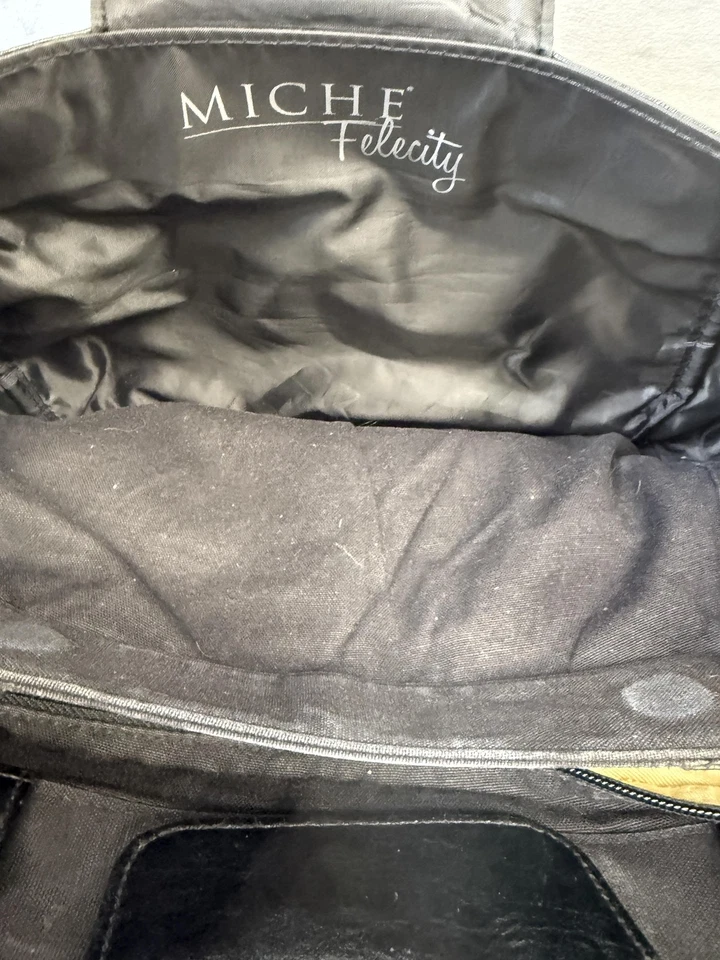 Bolsa de ombro feminina MICHE Demi Base preta com 4 conchas Felicity marrom azul cinza - Imagem 3 de 4