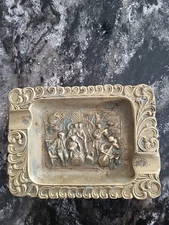 ANTIQUE VINTAGE BRASS JAZZ BAND ASHTRAY SMOKING TRAVEL SIZE