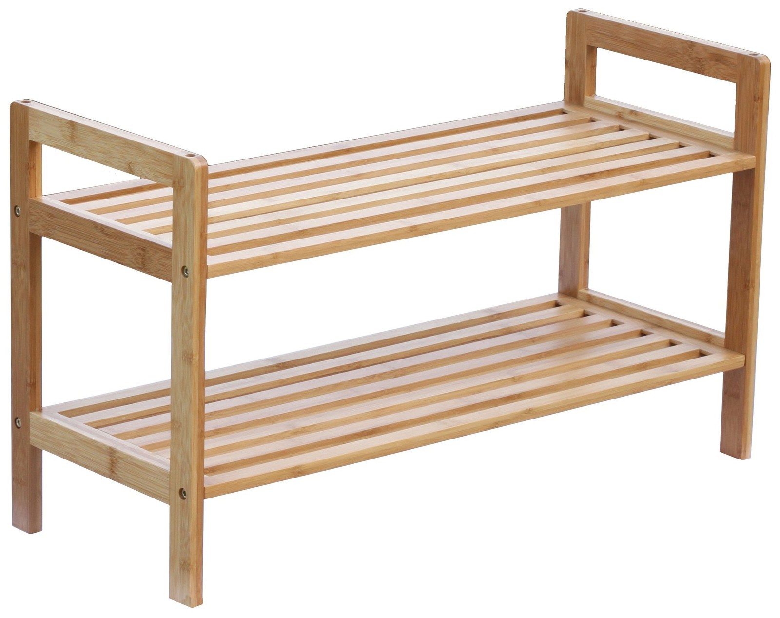 2-Tier Natural Brown Bamboo Shoe Rack SR1309 for Compact Spaces