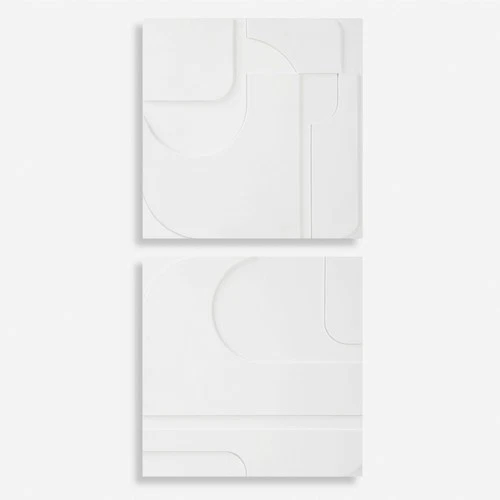 Uttermost 04373 Contours 24" x 24" Wall Abstract Decorative - White - Picture 1 of 6