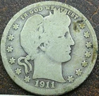 US 1911-D Barber Quarter  **