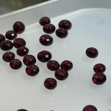 Lot of 43 Natural Garnet Beads – Faceted 6mm Round Deep Red Gemstone Beads