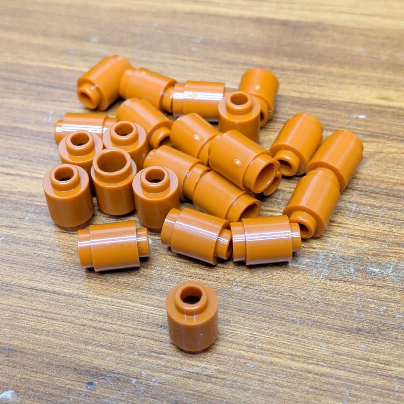 Lego Dark Orange Brick, Round 1 x 1 - Qty 24