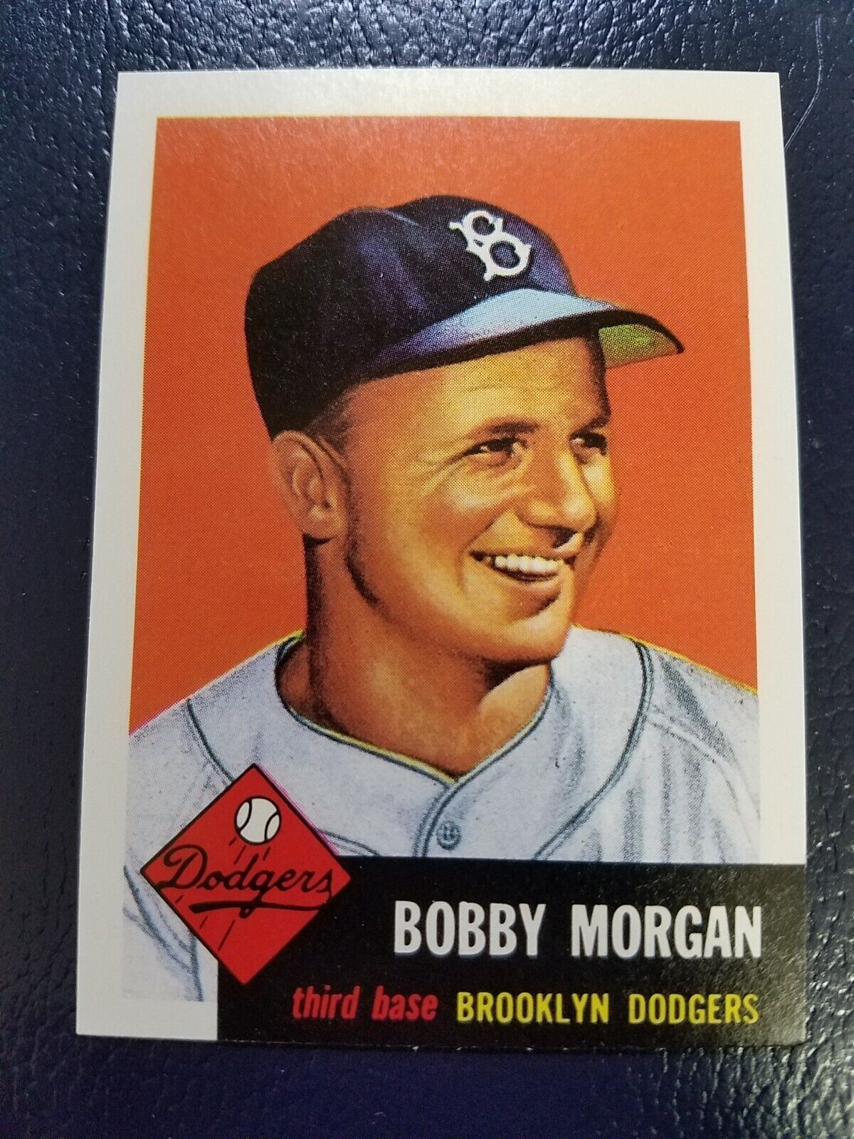 Bobby Morgan Brooklyn Dodgers 1991 Topps Archives 1953 Topps Reprint BLANK BACK