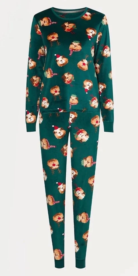 Christmas Family Matching Green Fleece Guinea Pig Pyjamas Mens Ladies Kids - image 2 of 4