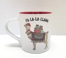 Fa-La-La-Llama Christmas Mug Holiday White Red Presents Spectrum Designz
