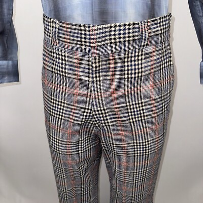 Vtg 60s 70s Smith Byar Dress Trousers Pants Mens 37 30 Plaid MCM Mod Vintage