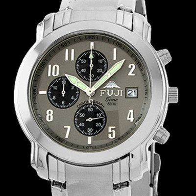 FUJI TIME TENRYUIJI MEN'S STAINLESS CHRONOGRAPH QUARTZ WATCH NEW