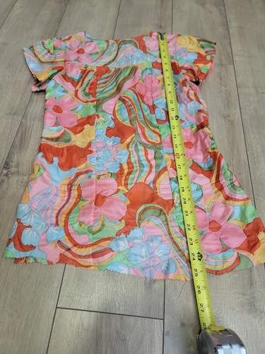 Vintage '60s Mod Gogo Hippie Multicolored Top/Short Sleeve/Metal Zip - Picture 8 of 11