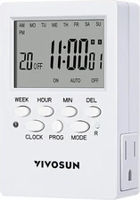 VIVOSUN 7 Day Timer Digital Programmable Electric Timer Dual Outlet Switch