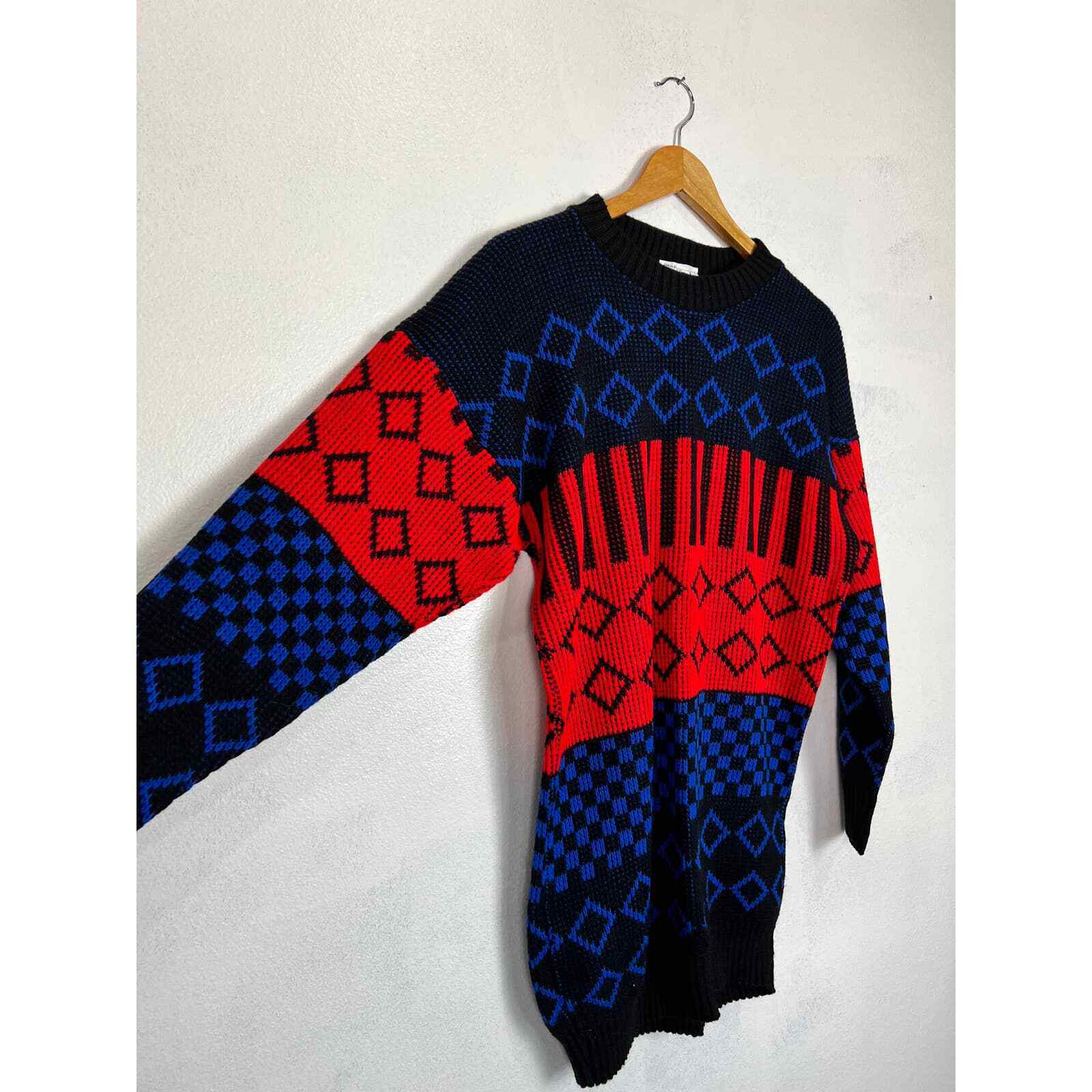 Vintage Geometric 80s Acrylic Sweater/Sweater Dre… - image 2