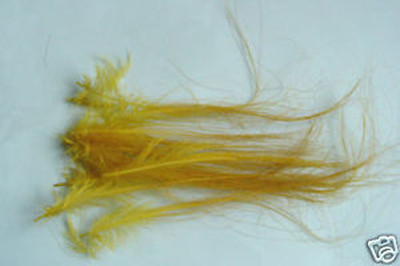 12 x plumes  SPEY HACKLE montage JAUNE mouche saumon fly tying salmon