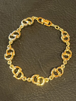CHRISTIAN DIOR Bracelet Bangle Chain AUTH Logo Vintage Rare CD F/S