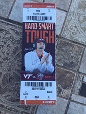 2016 VIRGINIA TECH HOKIES VS LIBERTY COLLEGE FOOTBALL TICKET STUB 9/3