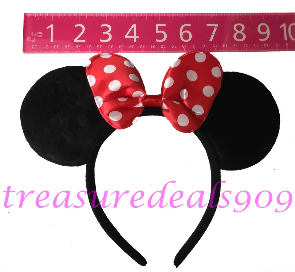 24 diademas orejas de Minnie Mouse lazos rojos a lunares fiesta de cumpleaños favoritos Mickey Foto 3 de 3