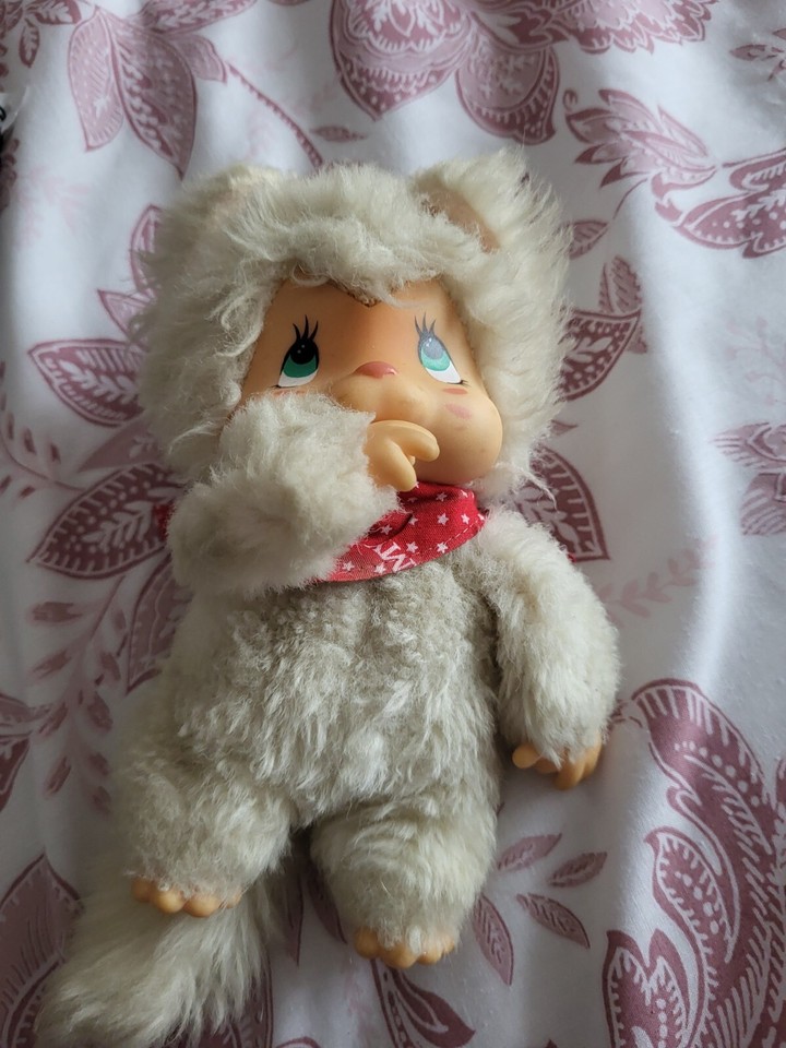 Vintage Nyamy Cat Monchhichi White Washino 1979 18cm eBay