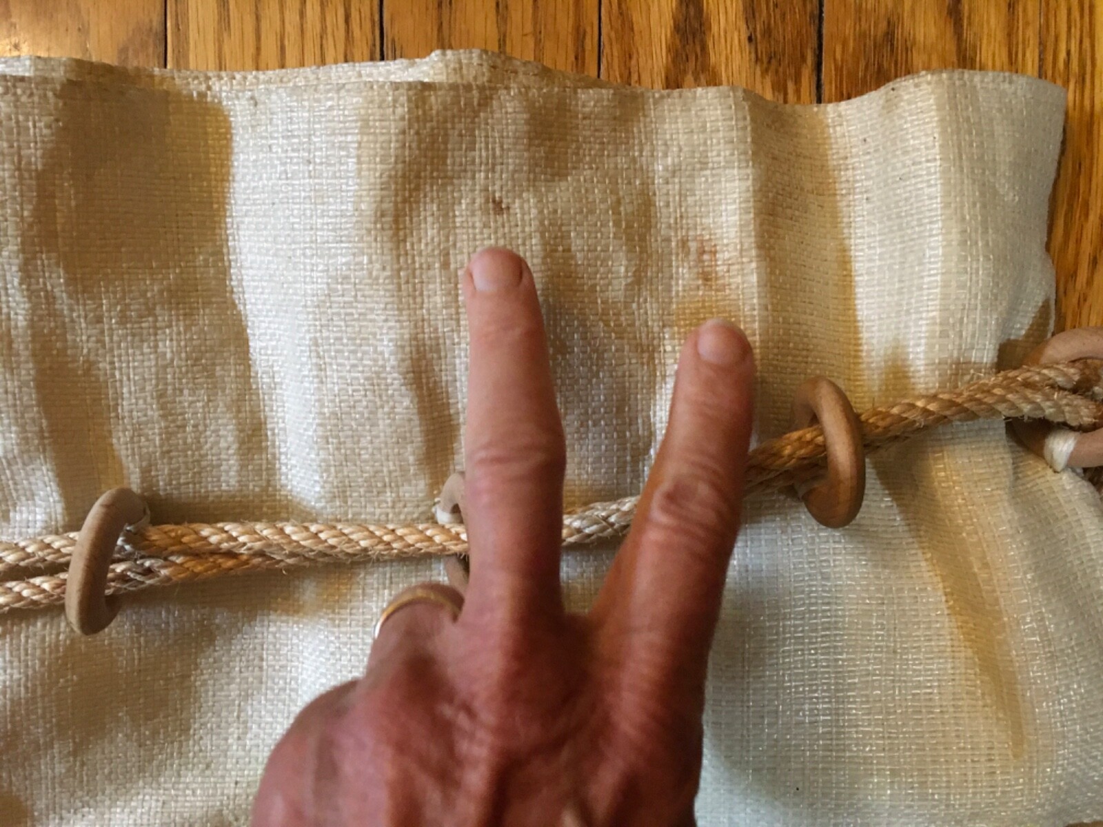 Screen Printed Burlap Rope Drawstring Boho 1970's… - image 5