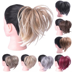 Synthetic Messy Hair Bun Straight Flexible Scrunchy Wrap For