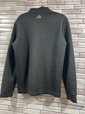 adidas mens L black jacket textured 1/4 zip pullover high neck