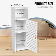 Waterproof Bathroom Storage Cabinet White Floor Free Standing Shelf Hallway Home