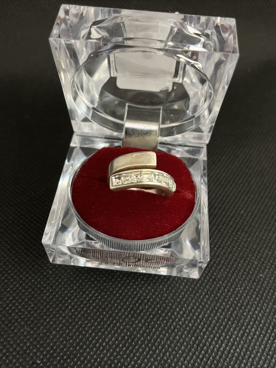 Bague En Argent 925 Massif Avec Zircon Blanc - Taille 50/51 - Occasion