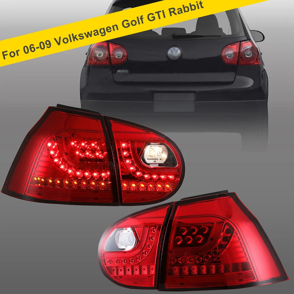 Para 2006-2009 Volkswagen Golf 5 Golf GTI Rabbit lanternas traseiras de LED freio vermelho cromado - Imagem 2 de 4