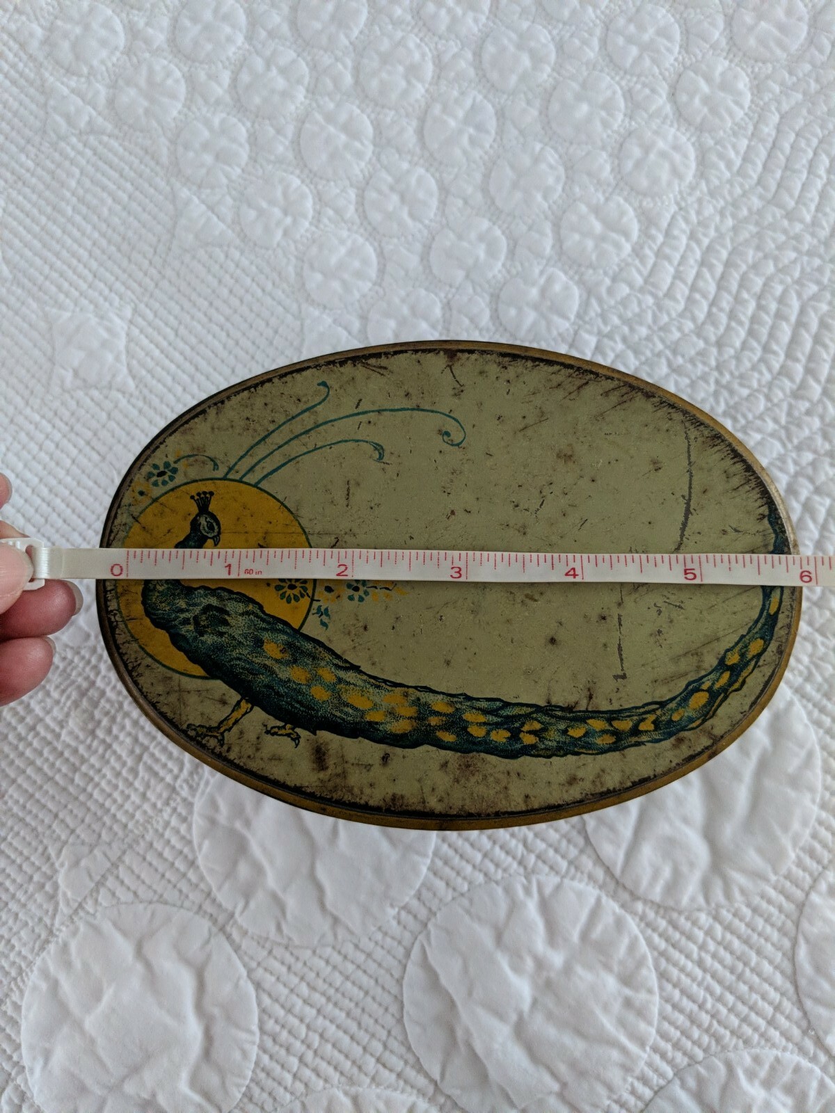 Antique Green Peacock Tin Lithograph Toy Table & 4 Chairs