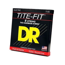 DR TF8-11 Tite Fit Nickel Plated Steel Electric Guitar Strings; 8-string 11-80