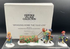 Dept 56 Heritage Village BRINGING HOME THE YULE LOG 5558-1 Set of 3 Figures