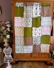 New Woodland Animal Theme Nursery Room Rag Quilt, Woodland Animal Fabric Quilt
