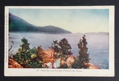 Yellow Bay on the East Side of Flathead Lake Postcard 1908 Montana MT Embossed