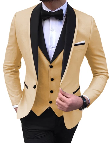 Traje de hombre 3 piezas formal boda fiesta esmoquin blazer + chaleco + pantalones 48 50 52 - Imagen 18 de 35