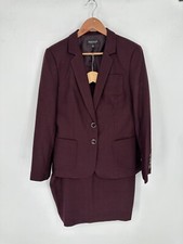 New JOHN MEYER 2PC Burgundy Plaid Polyester Lined Sz 8 Skirt Suit S6