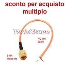 Cavo RF coassiale RG316 50ohm 20cm  connettore SMA Maschio e lato a saldare MCS0