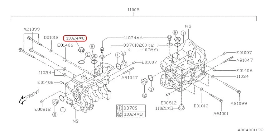 Enchufe principal niña Subaru genuino LEGACY B14 SVX C12 11024AA210 OEM Foto 3 de 4