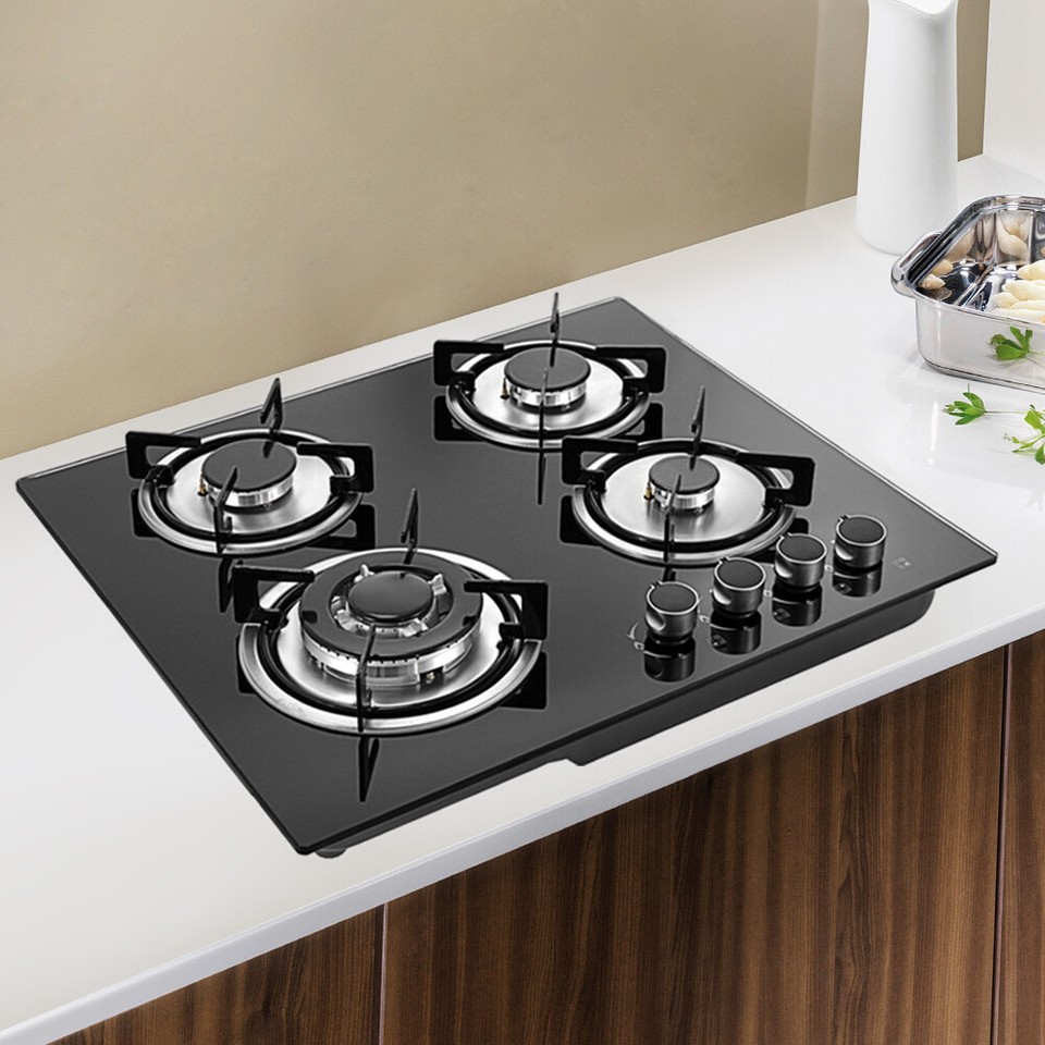 23" Top BuiltIn 4 Burner Gas Stove Cast Iron LPG/NG Cooktops Hob